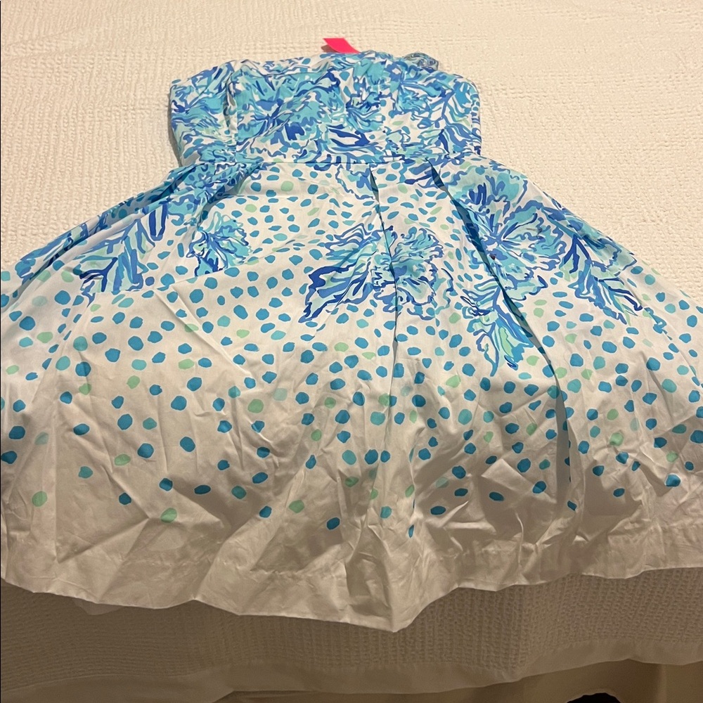 Lilly Pulitzer Strapless Dress in Blue and White
